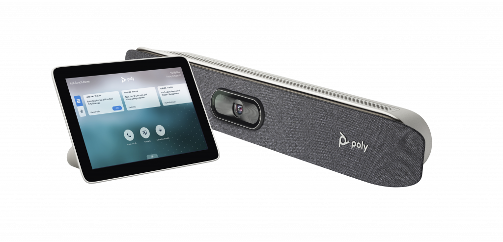 a poly camera/speaker and tablet