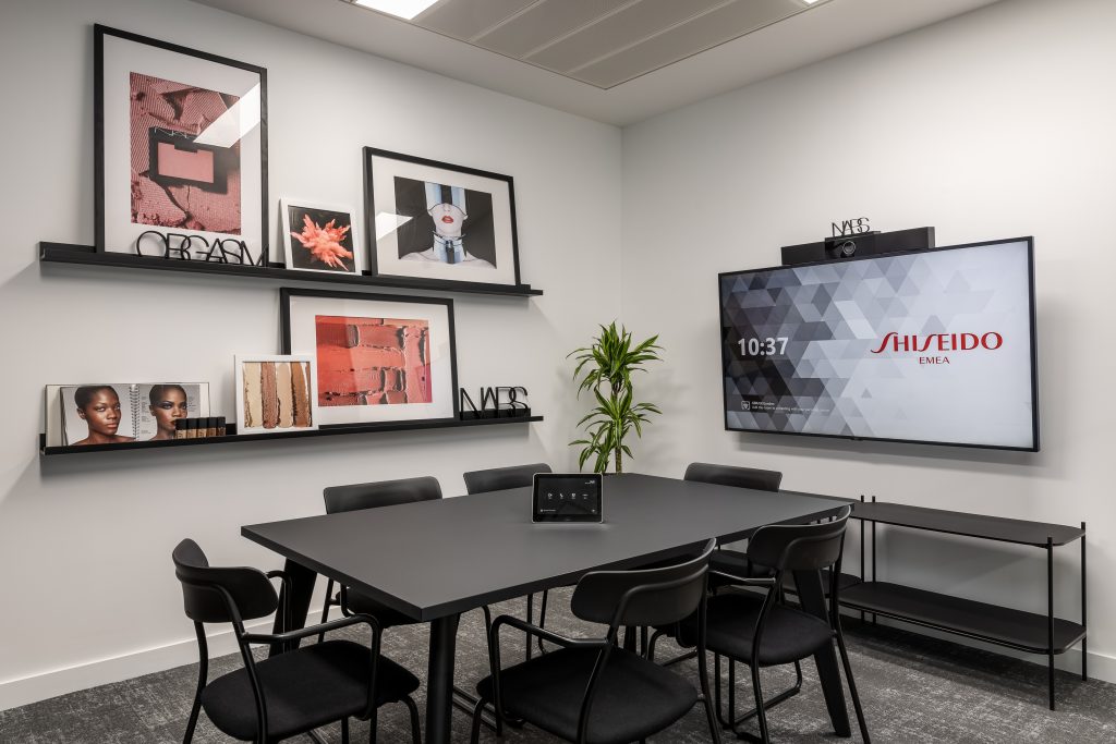 An example of ISDM's Av solutions, showing a complete audio-visual set-up in a small boardroom.
