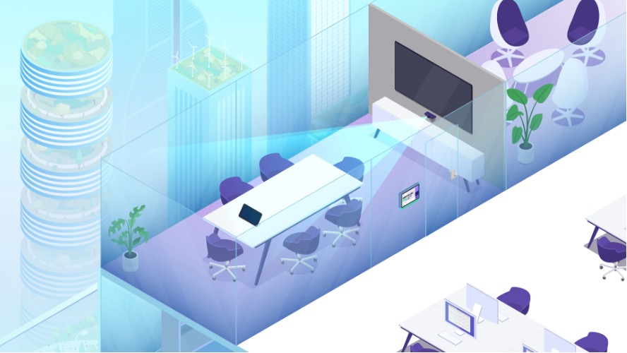 an illustration of a meeting room with a UMA system