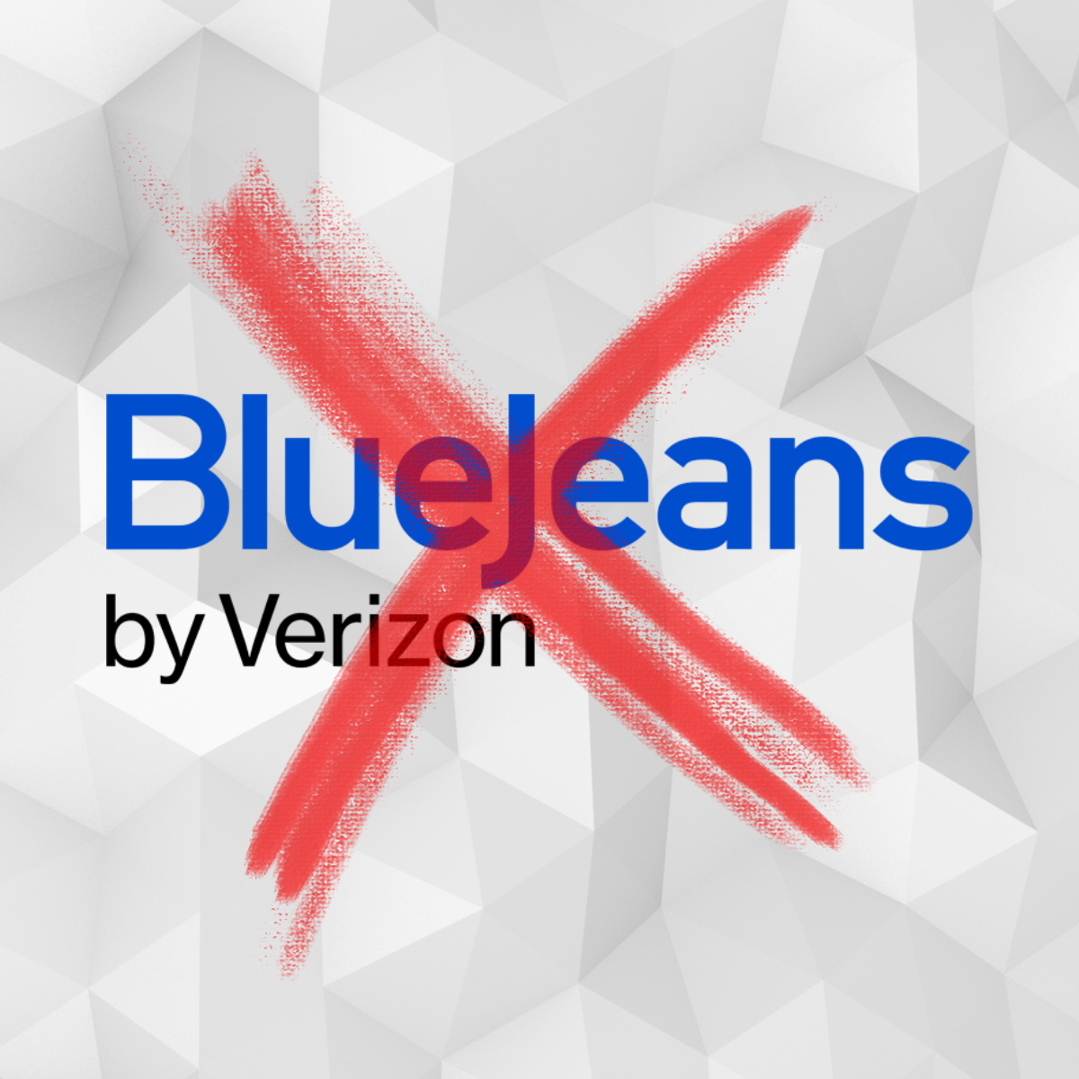Bluejeans verizon logo with an x through it